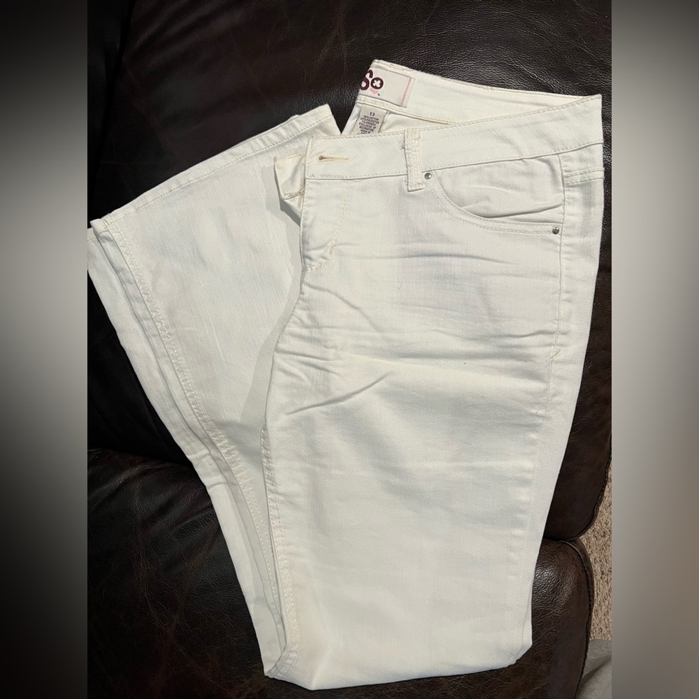SO Women's White Boot Cut Jeans